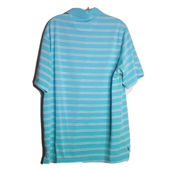Mens PING Blue White Stripe Polo Golf Shirt Size L - Picture 4 of 5